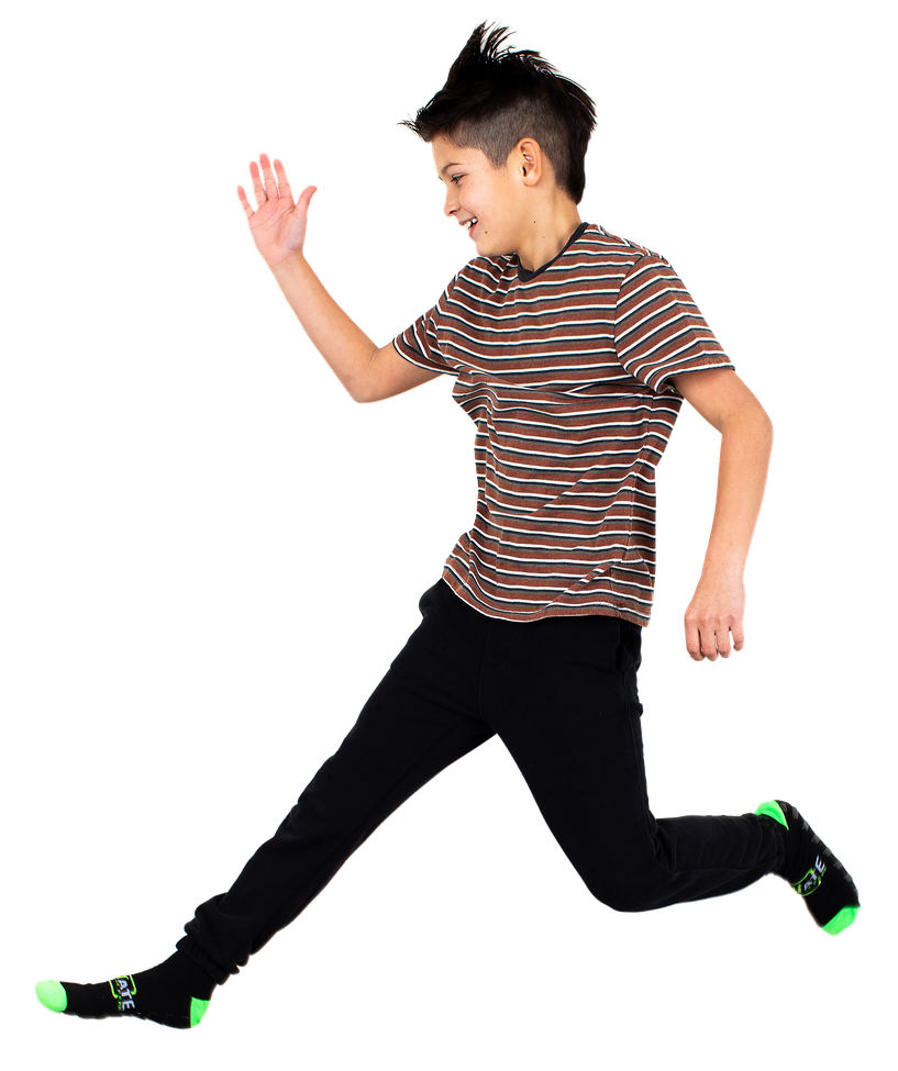 boy running mid air