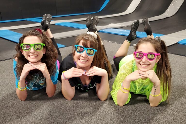 young girls on the carpet at Elevate Trampoline Park